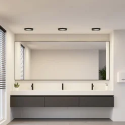 Prios LED plafondlamp Edwina, zwart, 23 cm, CCT, IP44