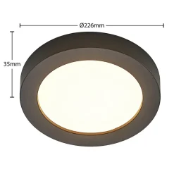 Prios LED plafondlamp Edwina, zwart, 23 cm, CCT, IP44