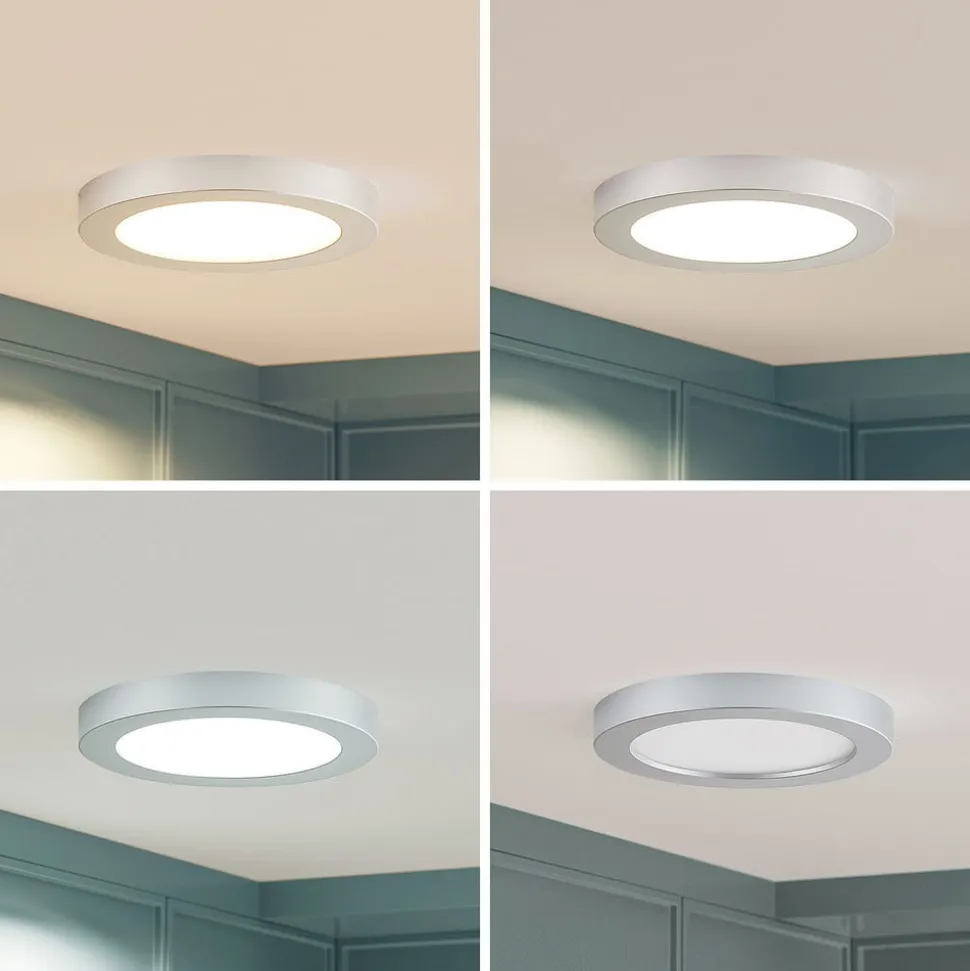 Prios LED plafondlamp Edwina, zilver, 23 cm, set van 10