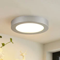 Prios LED plafondlamp Edwina, zilver, 23 cm, set van 2