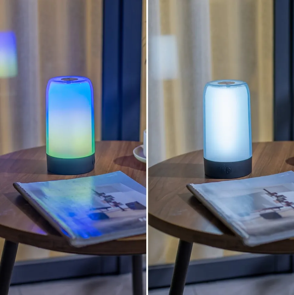 Prios LED tafellamp Valtari, wit, hoogte 19 cm, RGB