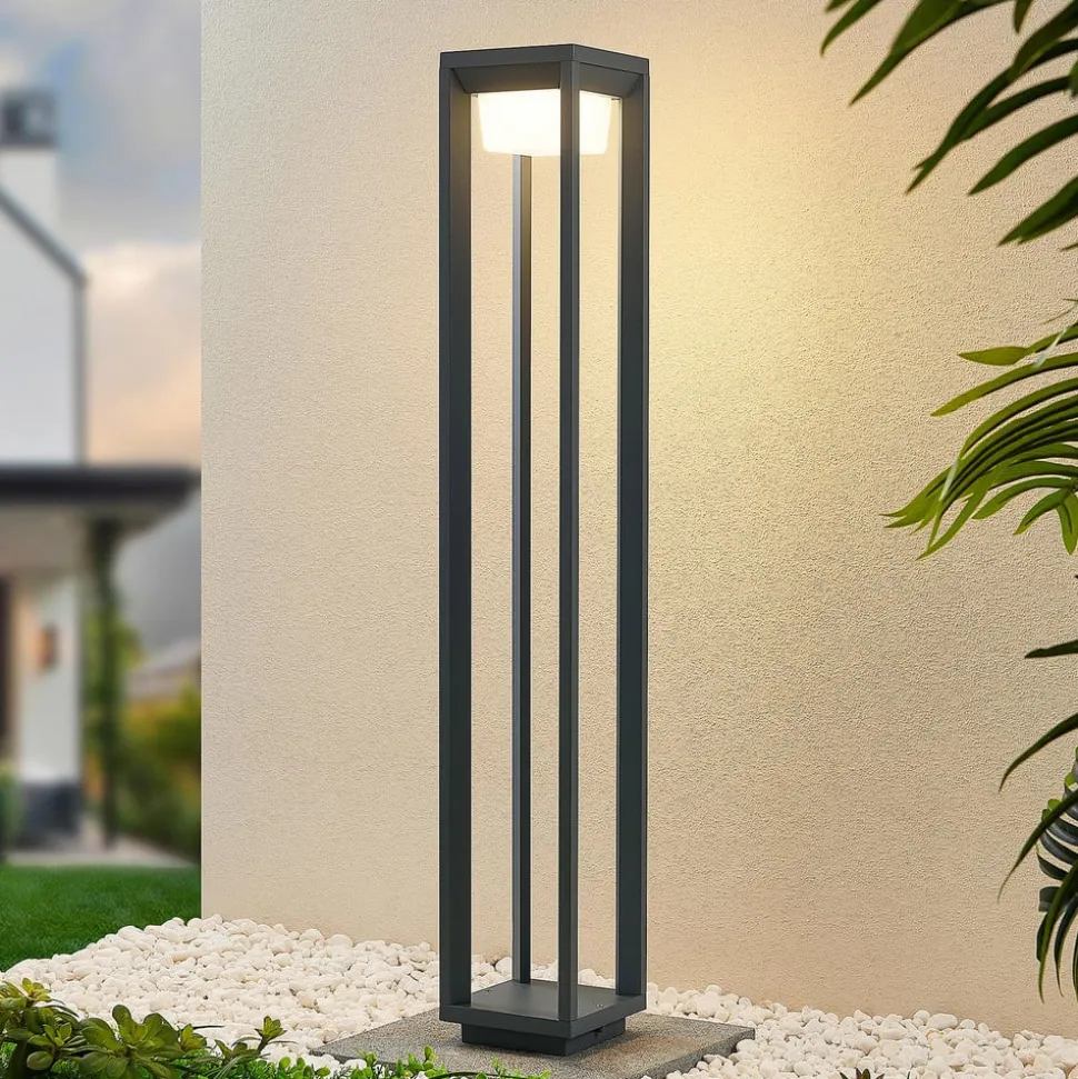 Prios LED tuinpadverlichting Gamion, 90 cm, antraciet, metaal, IP54
