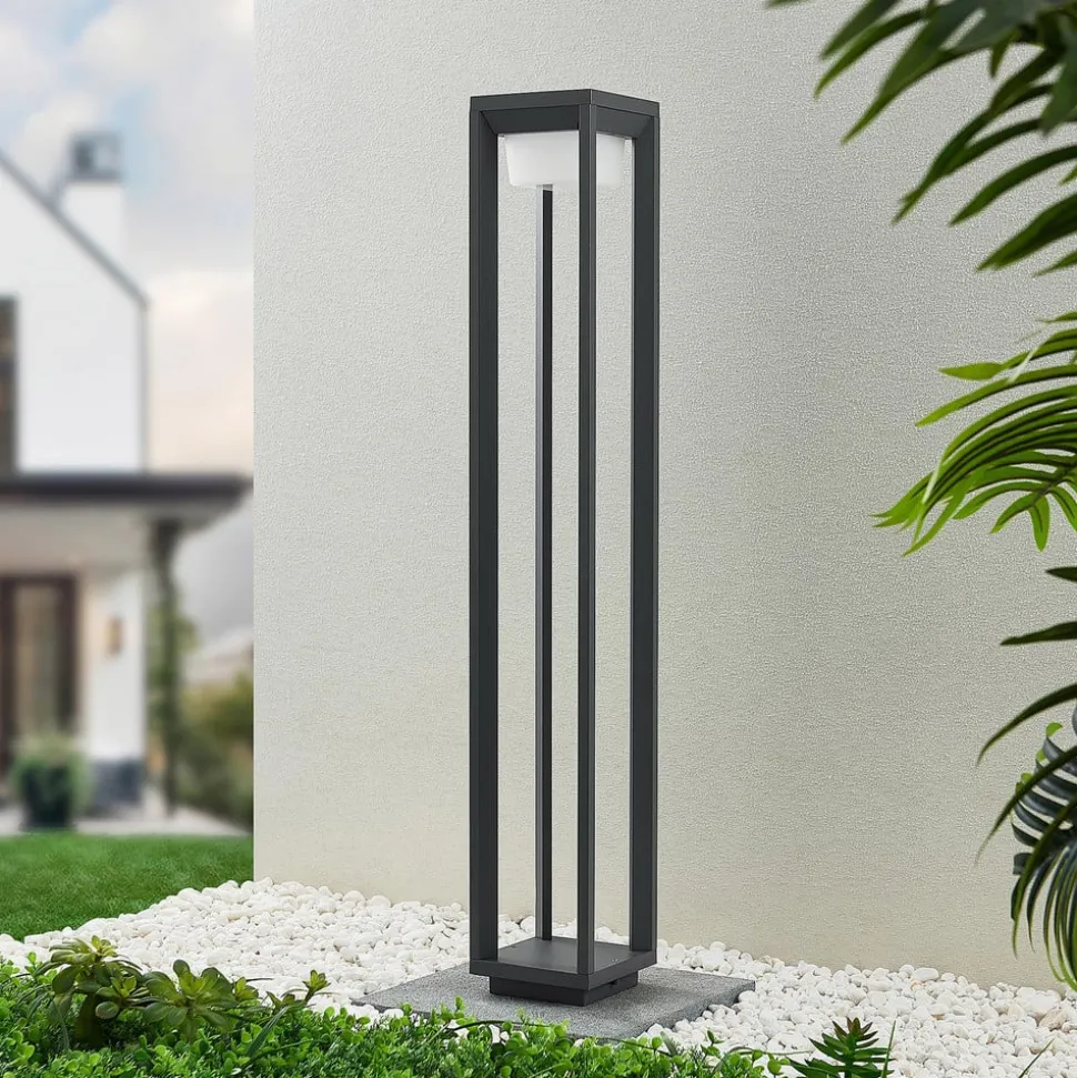 Prios LED tuinpadverlichting Gamion, 90 cm, antraciet, metaal, IP54