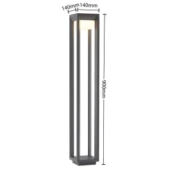 Prios LED tuinpadverlichting Gamion, 90 cm, antraciet, metaal, IP54
