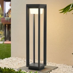 Prios LED tuinpadverlichting Gamion, 60 cm, antraciet, metaal, IP54