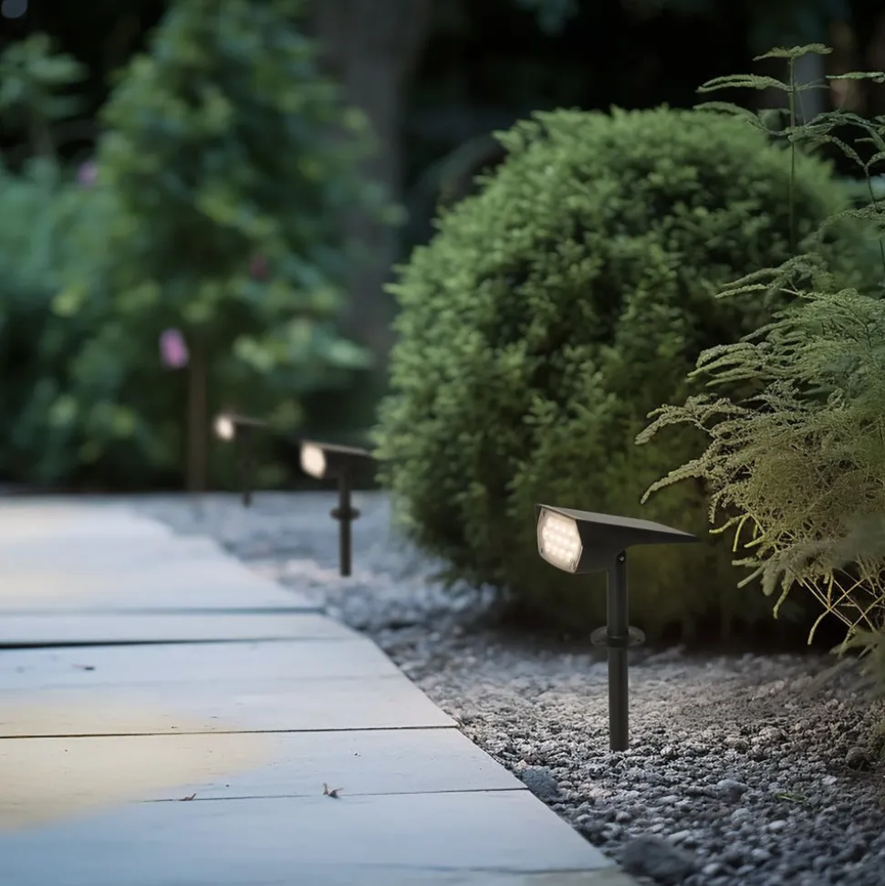 Prios LED zonnespot Helier, 49 cm, zwart, grondspies