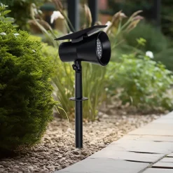 Prios LED-zonneschijnwerper Birko, hoogte 56 cm, zwart, grondspies