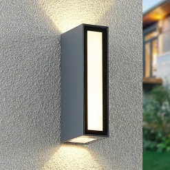 Prios Loriava LED buitenwandlamp in donkergrijs
