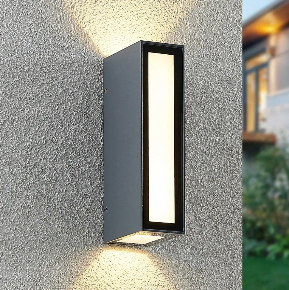 Prios Loriava LED buitenwandlamp in donkergrijs