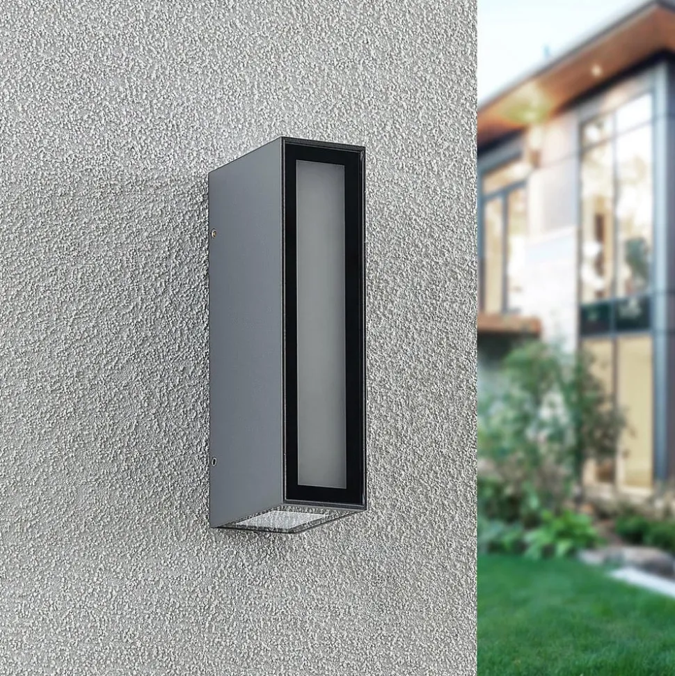 Prios Loriava LED buitenwandlamp in donkergrijs