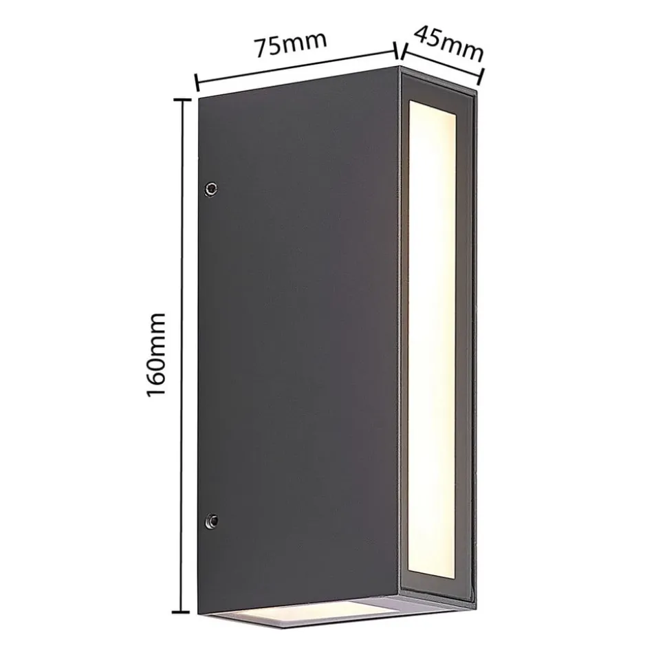 Prios Loriava LED buitenwandlamp in donkergrijs