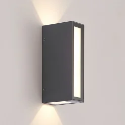 Prios Loriava LED buitenwandlamp in donkergrijs