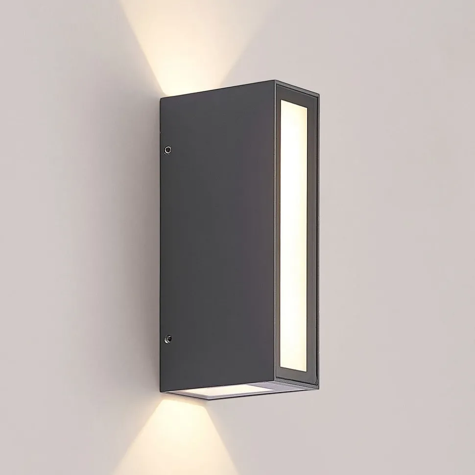 Prios Loriava LED buitenwandlamp in donkergrijs