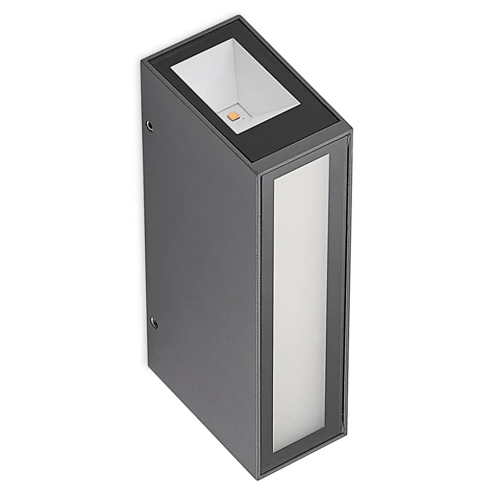 Prios Loriava LED buitenwandlamp in donkergrijs