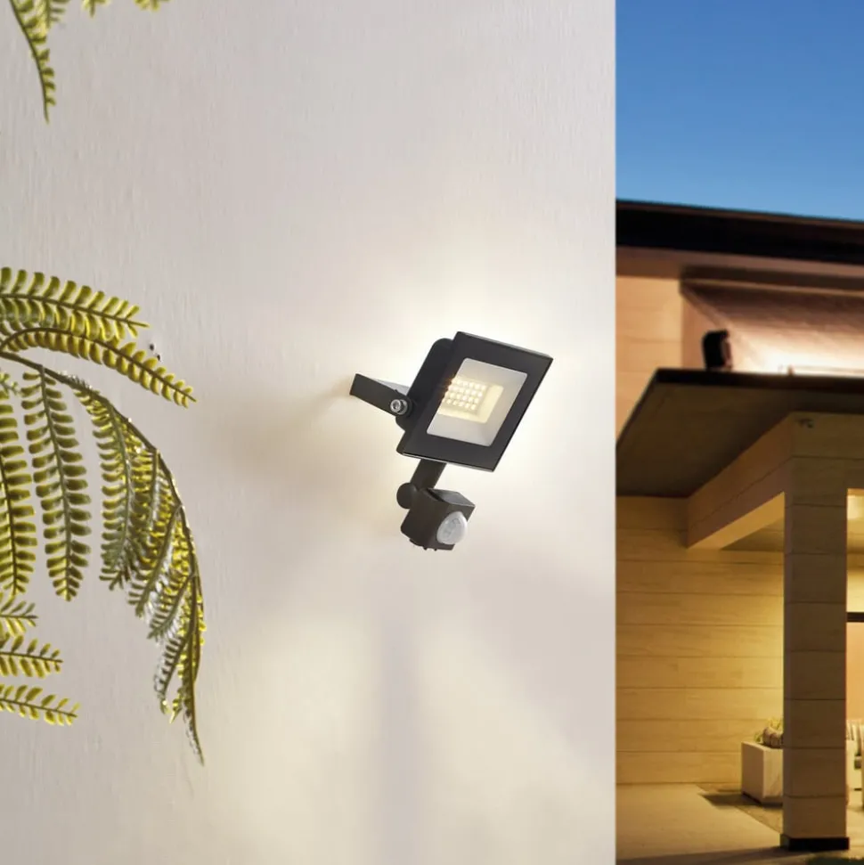 Prios Maikel buitenspot, 20W, 1500lm, metaal, sensor