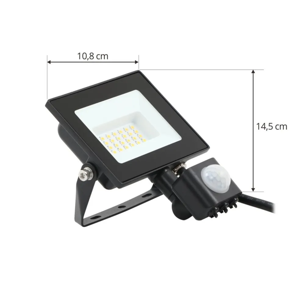 Prios Maikel buitenspot, 20W, 1500lm, metaal, sensor