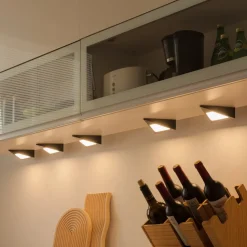 Prios Odia LED meubelverlichting, zwart, set van 5