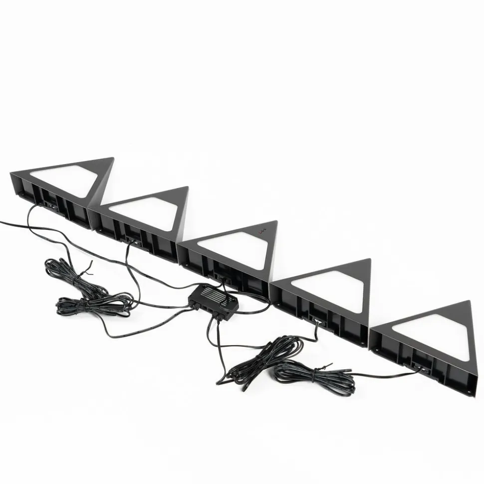 Prios Odia LED meubelverlichting, zwart, set van 5