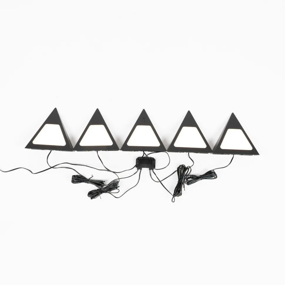 Prios Odia LED meubelverlichting, zwart, set van 5