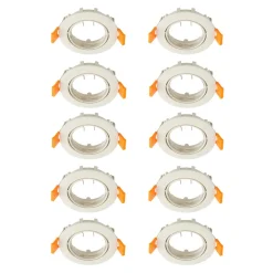Prios plafond inbouwlamp Fibur, beige, zink, Ø 8,2 cm, 10 stuks