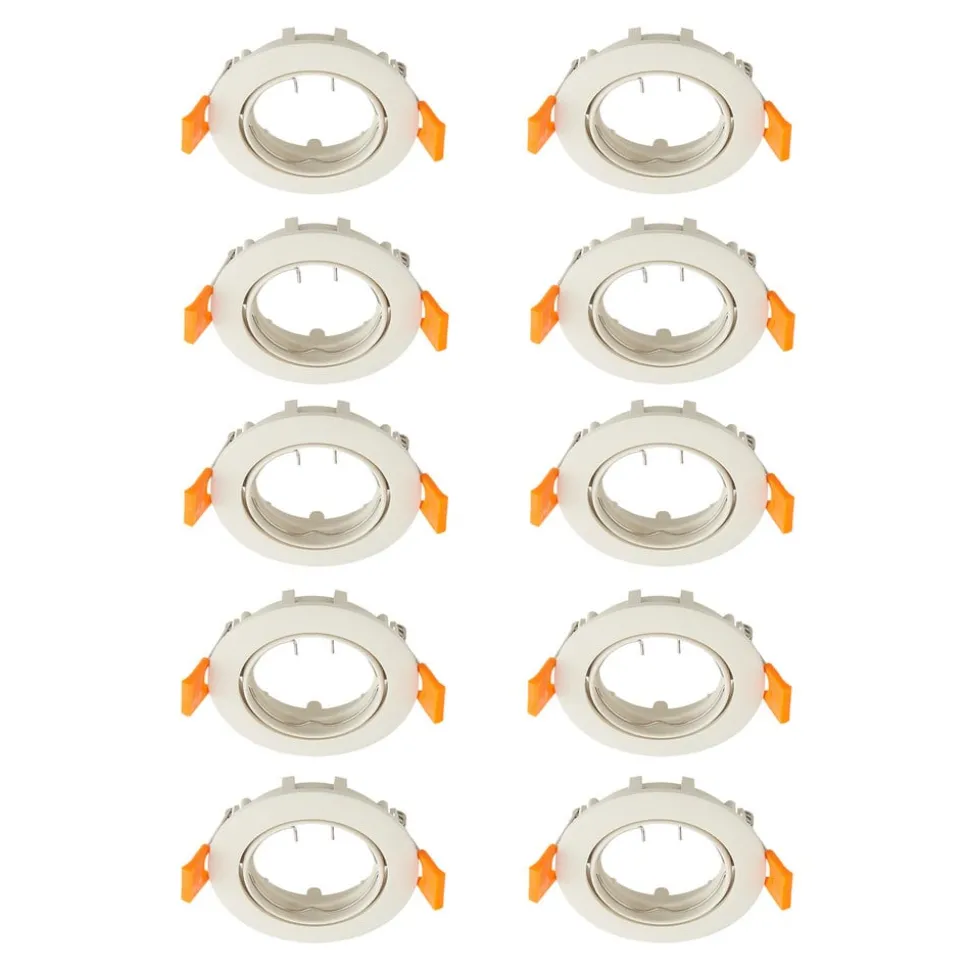 Prios plafond inbouwlamp Fibur, beige, zink, Ø 8,2 cm, 10 stuks