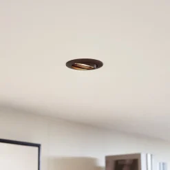 Prios plafond inbouwlamp Fibur, brons, aluminium, Ø 8,2 cm