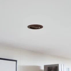 Prios plafond inbouwlamp Fibur, brons, aluminium, Ø 8,2 cm