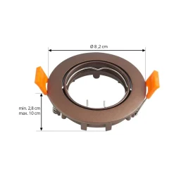 Prios plafond inbouwlamp Fibur, brons, aluminium, Ø 8,2 cm