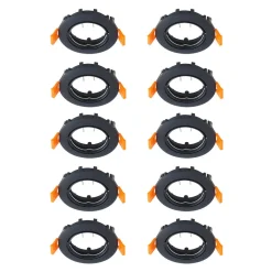 Prios plafond inbouwlamp Fibur, zwart, zink, Ø8.2cm, 10st