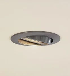 Prios plafond inbouwlamp Fibur, grijs, aluminium, Ø 8,2 cm