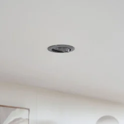 Prios plafond inbouwlamp Fibur, grijs, aluminium, Ø 8,2 cm