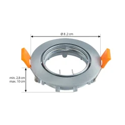 Prios plafond inbouwlamp Fibur, grijs, aluminium, Ø 8,2 cm