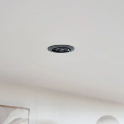 Prios plafond inbouwlamp Fibur, donkergrijs, aluminium, Ø 8,2 cm