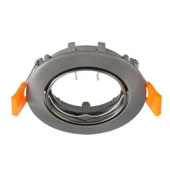 Prios plafond inbouwlamp Fibur, donkergrijs, aluminium, Ø 8,2 cm