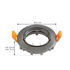 Prios plafond inbouwlamp Fibur, donkergrijs, aluminium, Ø 8,2 cm