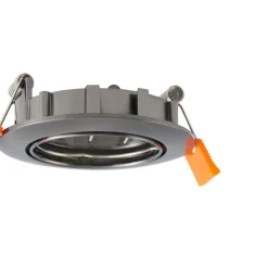 Prios plafond inbouwlamp Fibur, donkergrijs, aluminium, Ø 8,2 cm