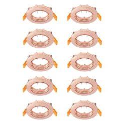 Prios plafond inbouwlamp Fibur, koper, zink, Ø8,2 cm, 10 stuks