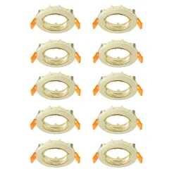 Prios plafond inbouwlamp Fibur, goud, zink, Ø 8,2 cm, 10 stuks