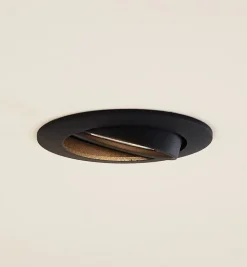 Prios plafond inbouwlamp Fibur, zwart, aluminium, Ø 8,2 cm