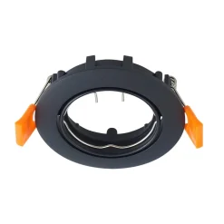 Prios plafond inbouwlamp Fibur, zwart, aluminium, Ø 8,2 cm