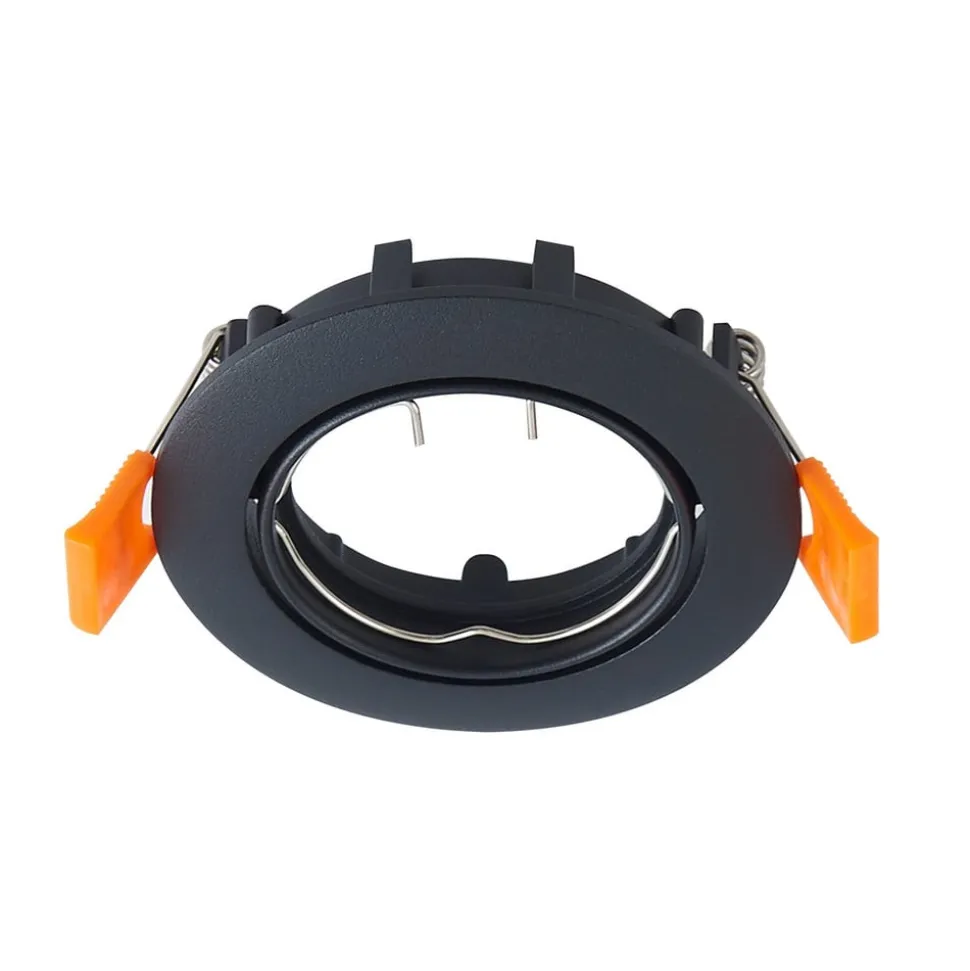 Prios plafond inbouwlamp Fibur, zwart, aluminium, Ø 8,2 cm