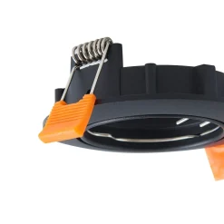 Prios plafond inbouwlamp Fibur, zwart, aluminium, Ø 8,2 cm