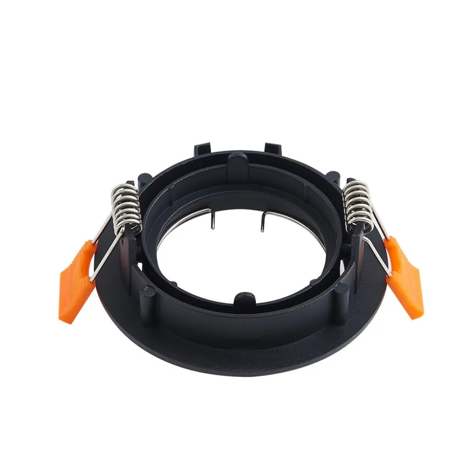 Prios plafond inbouwlamp Fibur, zwart, aluminium, Ø 8,2 cm