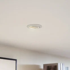 Prios plafond inbouwlamp Fibur, wit, aluminium, Ø 8,2 cm