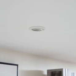 Prios plafond inbouwlamp Fibur, wit, aluminium, Ø 8,2 cm