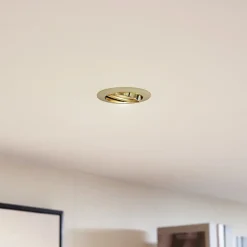 Prios plafond inbouwlamp Fibur, goud, aluminium, Ø 8,2 cm