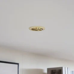 Prios plafond inbouwlamp Fibur, goud, aluminium, Ø 8,2 cm