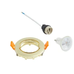 Prios plafond inbouwlamp Fibur, goud, aluminium, Ø 8,2 cm