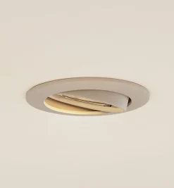 Prios plafond inbouwlamp Fibur, beige, aluminium, Ø 8,2 cm