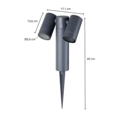 Prios prikspot Tulimar, 40 cm, zwart, 2-lamps